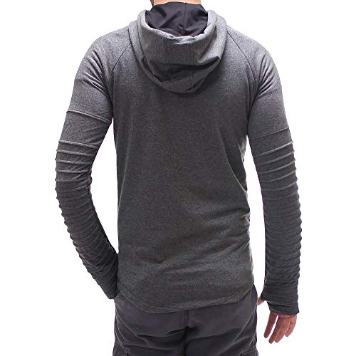 Clearance!Men's Solid Color Silm Stripe Stitching Hoodie Joint Long Sleeve Shirt Top Blouse