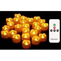 Topstone Remote Control Tealights with Timer,Battery Operated Flameless Candle with Flickering Amber Bulb,Electric Tea Light