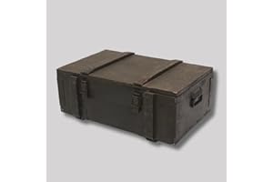 OWLHAUS Military Footlocker – Rustic Vintage-Style Wooden Army Trunk, Munition Grenade Chest, Spacious Storage Chest for Bedroom, Perfect for Memorabilia or Home Decor, Lockable (Footlocker 30)