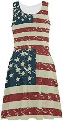 iHomeStore USA Flag Custom Summer Sundress Sleeveless Casual Fit Vest Dress XXL