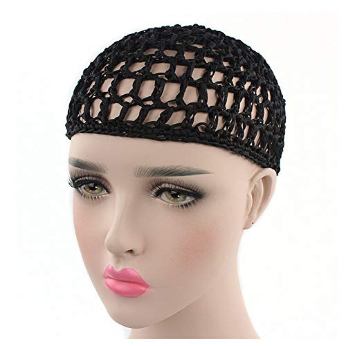 Bettli Thick and Short Hair Net Snoods Women Hair Net for Sleeping Black Pack of 3