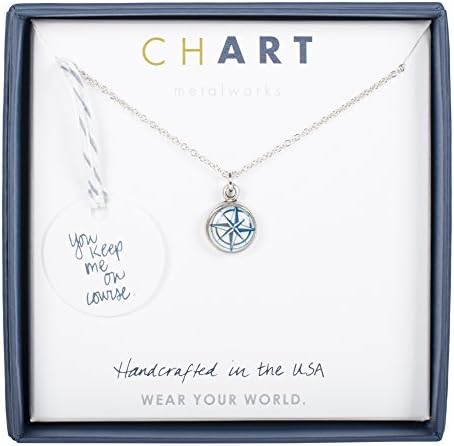 Rose Compass You Keep Me On Course Peltro Pewter 18 Inch Necklace