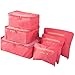 M-jump Travel Organizer Luggage Compression Pouches, 6 Set Travel Storage Bags Travel Multi-functional Clothing Sorting Packages (Watermelon Red)
