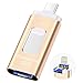 Flash Drive for iPhone and iPad 128G,SUNANY iOS Flash Drive Memory Stick Expansion for iPhone,iPad,MacBook,Android,pc and More Devices with USB Port (128GB Gold)