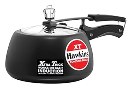 Hawkins Pressure Cooker Contura Hard Anodized Extra Thick Base for Induction, 3L (Black)