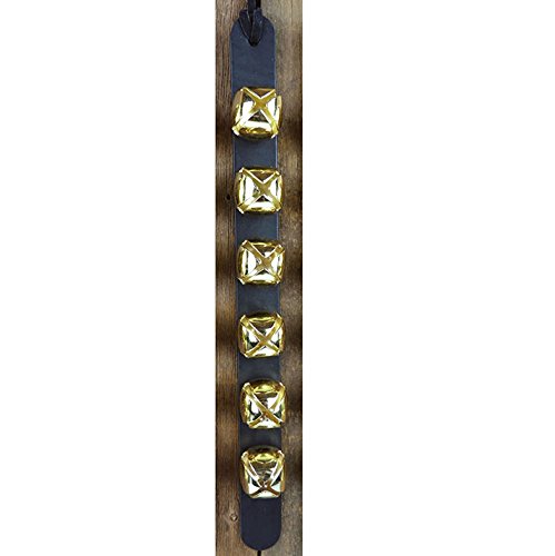 Nohma Leather 6 Arctic Sleigh Bell Leather Strap Door Hanger Dog Puppy Training Amish Handmade