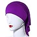 Ksweet 4pcs Stretch Elastic Hijab Cap for Women Summer Underscarf Tube Cap Head Cover Scarf (Black+Light brown+Purple+KQ)