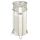 mDesign Decorative Free Standing Toilet Paper Holder Stand Storage 3 Rolls Toilet Tissue Bathroom/Powder Room - Holds Mega Rolls - Durable Metal Wire - Satin