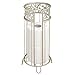 mDesign Free Standing Toilet Paper Holder for Bathroom Storage - Satin