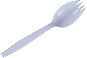 Daxwell Medium Weight Polypropylene 5 3/8" Spork, White, Recyclable (Case of 1,000)