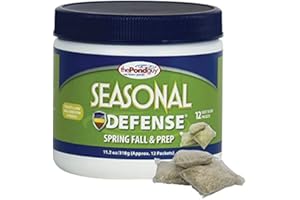 The Pond Guy Seasonal Defense, Spring & Fall Beneficial Bacteria, Barley & Enzymes, Cold Water Pond Sludge & Scum Treatment, Fish & Plant Safe, 12 Packets