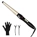 HISOON Hair Curling Wand,1.25 Inch Curling Iron Dual Voltage Hair Curler with Ceramic Barrel and Adjustable Temperature for All Hair Types, Travel Hair Wand with Glove and Curl Clips,Gold