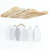 Hanging Under Cabinet Stemware Wine Glass Holder Rack Natural (1) (Kitchen)