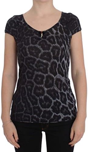 Cavalli Gray Leopard Modal T-Shirt Blouse Top