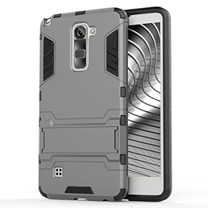 MyCase Handy Schutz Hülle für LG Stylus 2 Space Grey Kunststoff Hart Hybrid Kickstand