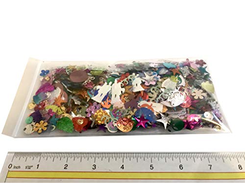 Assorted Sequins & Spangles, Mixed Shiny Colors and Shapes 50 gr - Thumbnail 3