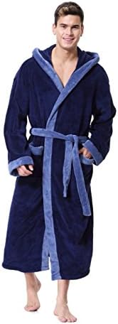 Men's Hooded Bathrobe in 2 Colored Soft Spa Kimono Shawl Collar Hooded Long Robe Unisex