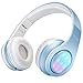 Kids Bluetooth Headphones Over Ear,Toinyo L8 LED Light up Foldable Wireless Stereo Headphones with Microphone for iPhone/iPad/Kindle/Laptop/PC/TV -Bluethumb 1