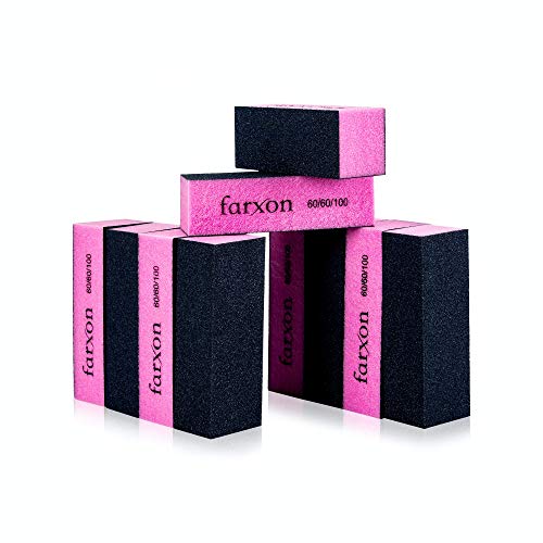 Farxon Nail Buffer Block 10 Pcs 60 60 100 Grit 3 Way Fingernail Buffing