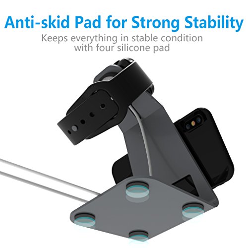 XUNMEJ Apple Watch Stand Apple Watch Charging Dock Stand Bracket Station Holder for Apple Watch Series 3/Series 2/ Series 1 (42mm 38mm) iPhone X 8 8plus 7 7plus 6S 6plus (Gray)