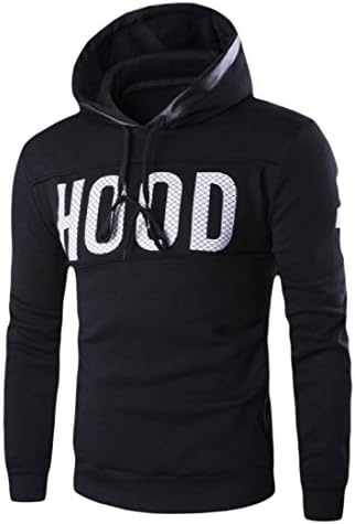 Nicelly Men Slim Fitted Floral Printed Wild Hoodies Sweater Pullover Black 2XL