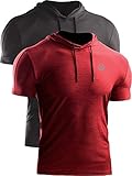 Neleus Men's 2 Pack Dry Fit Running Shirt Workout