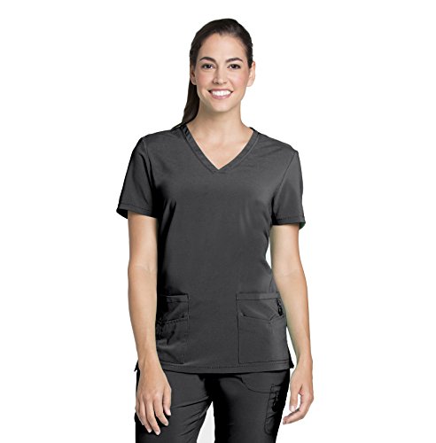 Lynx Women's Unleashed V-Neck Solid Scrub Top Medium Black