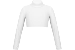 YEAHDOR Big Girls' Mock Neck Long Sleeve Athletic Sports Gymnastics Crop Top Ballet Dance Fitness T-Shirt Sportswear