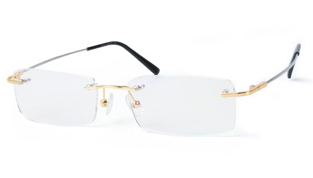 Blue Light Blocking Glasses - Flexible Rimless Titanium Alloy Eyeglasses Frames Clear Lens