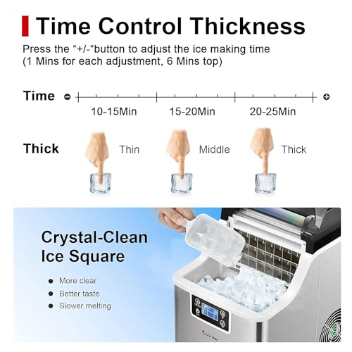 ARLIME Portable Countertop Ice Maker Machine, 40 Lbs/24H, 24 Pcs/13 Mins, 2 Ways to Add Water, Compact Self-Cleaning Ice Machine with Scoop & Basket for Home Office Bar Party