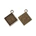 Beadthoven 10pcs Vintage Tibetan Style Alloy Rhombus Pendant Cabochon Bezel Settings, Nickel Free, Antique Bronze, Square Tray: 21x21mm; 27x23x2mm, Hole: 3mm