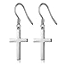 Sterling Silver Cross Dangle Earrings for Women and Men - Han Han Cross Drop Hook Jewelry