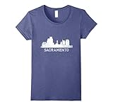Womens Sacramento, California Vintage Skyline T-Shirt Small Heather Blue