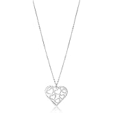 Vanbelle Sterling Silver Jewelry Open Heart-in-Heart Pendant Necklace with Rhodium Plating for Women