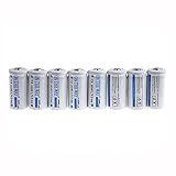 ON THE WAY®8PCS 16340 2000mAh 3.6V White Rechargeable Battery for flashlight torch light