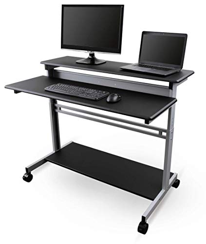 Mobile Ergonomic Stand up Desk Computer Workstation (48", Black) Mobile Ergonomic Stand up Desk Computer Workstation (48", Black)