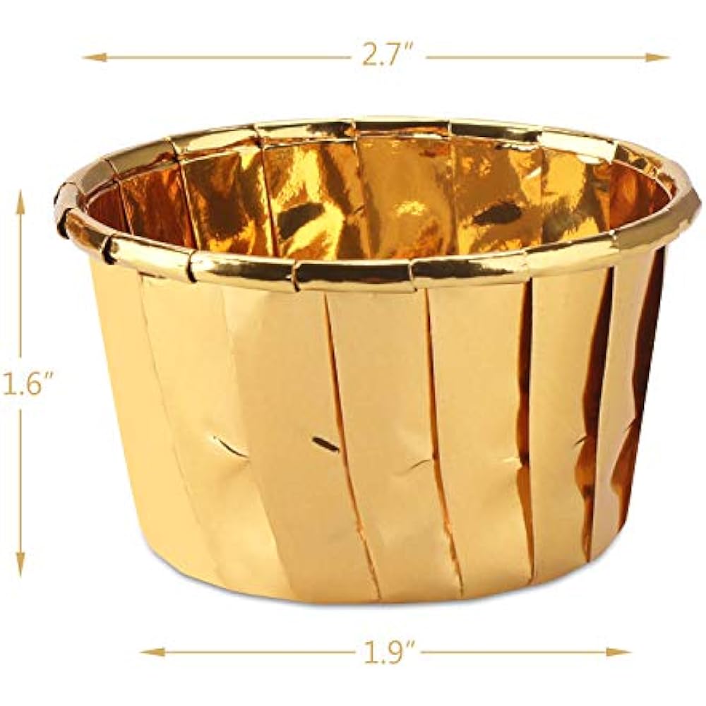 50 Count Aluminum Foil Muffin Cups, 3.5 Ounce Disposable Liners, Gold