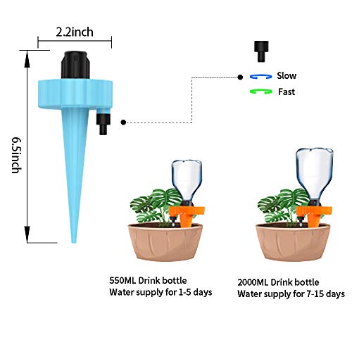 GAYISIC Self Watering Spikes Plant Devices Bottle Cap Watering Can Indoor Upgraded Automatic Plant Waterer 7PCS with Slow Release Irrigation Drip Control for Garden Flower Vegetables (7PCS)