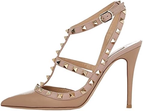 MERUMOTE Women's Middle Heels Sandals Rivets Studs Shoes Summer Pumps
