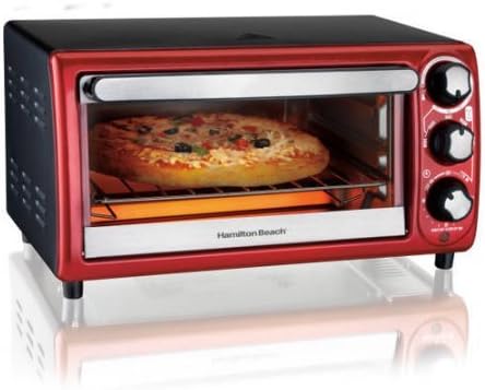 Convection 4-Slice Toaster Ovens (red) Hamilton Beach Keep Warm Broil Bake Bagel and Toast