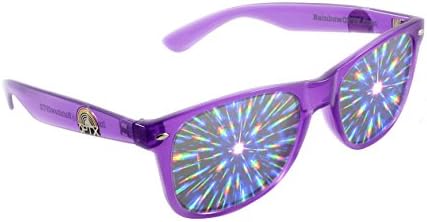 Rainbow OPTX Fireworks Diffraction Glasses Plastic Rave Glasses (Transparent Violet / Clear Lenses)
