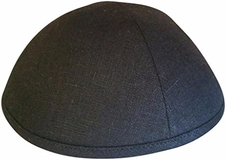 iKIPPAH Solid Black Linen 8 inch Yarmulke