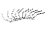Lot of 10 316L Stainless Steel Clear Crystal Gem Nose Bone Rings Stud Bar Body Piercing Kit 0.7mm