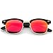zeroUV - Half Frame Semi Rimless Sunglasses for Men Women with Colored Mirror Lens 50mm (Tortoise-Gold/Red Mirror)