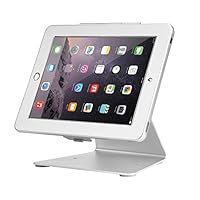 Firstand iPad Security Stand Holder, iPad Desktop Anti-Theft Security POS Stand Holder Enclosure with Lock and Key Compatible for iPad 2,3,4 and iPad air/air 2, iPad Pro 9.7", 360 Degree Ro (Silver)