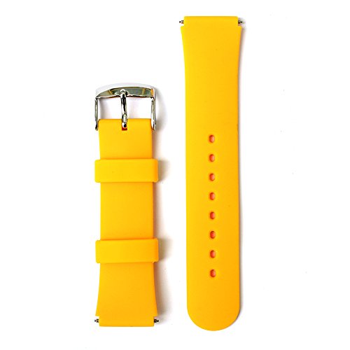 Flexible Yellow 18 Millimeters Silicone Waterproof Watch Band