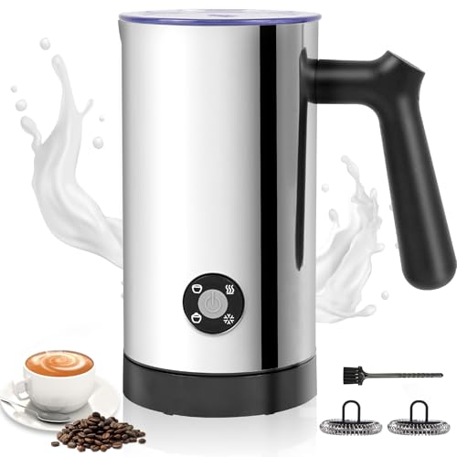 Montalatte Elettrico 4 in 1, Cappuccinatore Elettrico per Schiuma Calda e Fredda, Scaldalatte in Acciaio Inossidabile con Rivestimento Antiaderente, Macchina per Caffè, Cioccolata Calda (300ML)