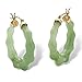 PalmBeach 14K Yellow Gold Round Genuine Green Jade Bamboo Style Hoop Earrings (30mm)