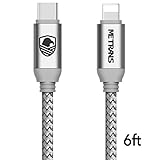 USB-C to Lightning Cable, Metrans USB 3.0 Type C to Lightning Sync &Data Cable Cord for iPhone iPad Connect to Macbook Pro 2016, MacBook 12-inch and other Type-C Devices (6FT,Silver)