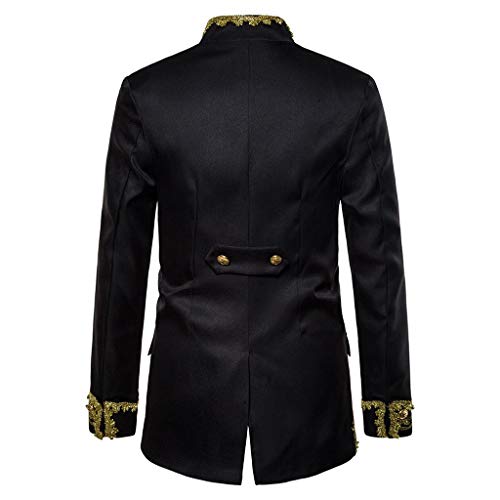 DDLmax Gothic Punk Jacket for Men Gold Stamping Long Sleeve High Neck Jacket Victorian Uniform Coat Outwear - Thumbnail 2